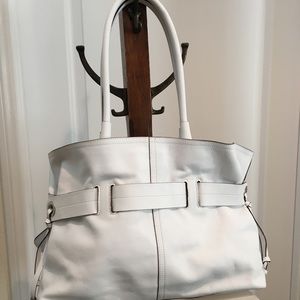 White Leather Shoulder/Satchel Bag. Made in Italy.